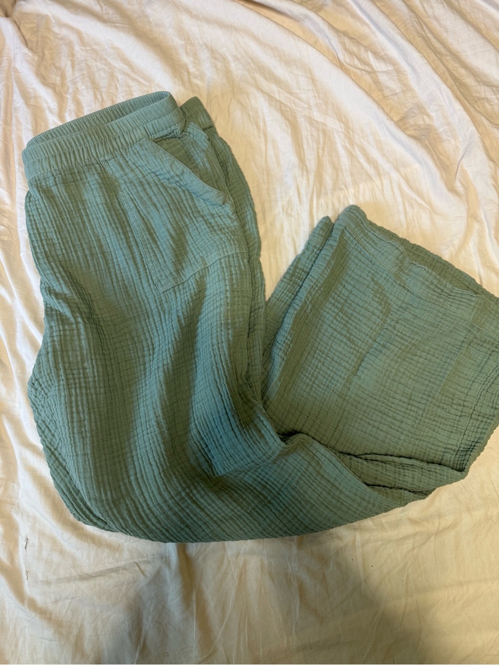 Natural Reflections Wide Leg Double-Cloth Pants - Brooke Green